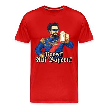 Prost II - Koenig Ludwig mit Bier - RAHMENLOS - Männer Premium Bio T-Shirt - Rot - Vorne - Damien (186cm)