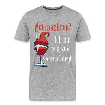 Wein Weinglas Weihnachten Wichtel Mütze Geschenk - Männer Premium Bio T-Shirt - Grau meliert - Vorne - Damien (186cm)