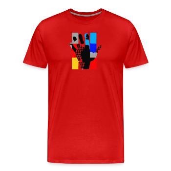 riesige Popart Hand - Männer Premium Bio T-Shirt - Rot - Vorne - Damien (186cm)
