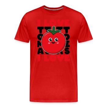 J’aime les tomates tomates tomates jardin cadeau - T-shirt bio Premium Homme - rouge - Devant - Damien (186cm)