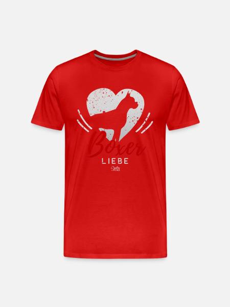 Boxer Liebe mit Herz - Männer Premium Bio T-Shirt - Rot