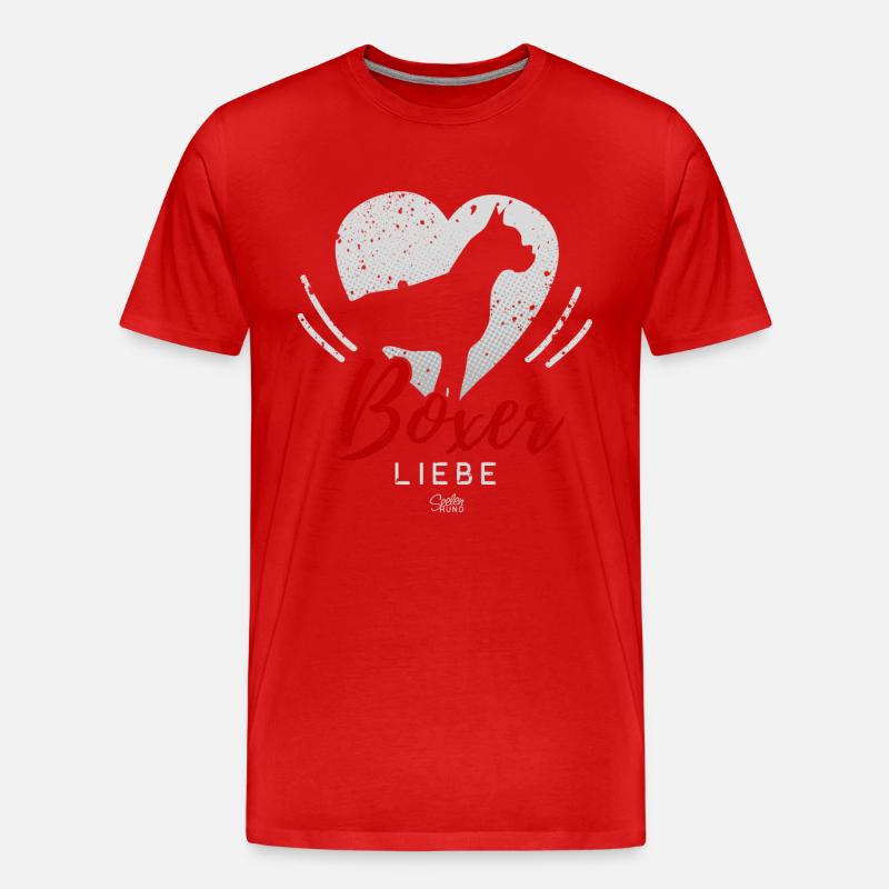 Boxer Liebe mit Herz - Männer Premium Bio T-Shirt - Rot