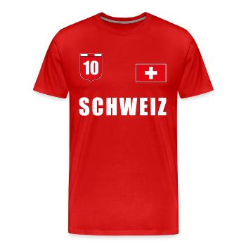 Suisse Soccer T-Shirt Jersey Fanshirt Ventilateurs - T-shirt bio Premium Homme - rouge - Devant - Damien (186cm)