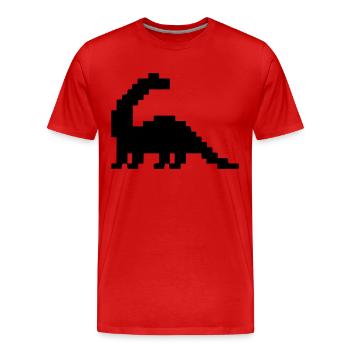 Dinosaure Brontosaure Pixel - T-shirt bio Premium Homme - rouge - Devant - Damien (186cm)