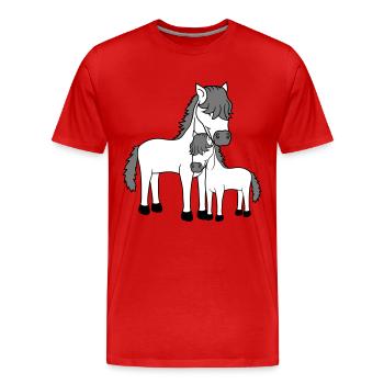 baby child mom daddy family young foal sweet ni - Men's Premium Organic T-Shirt - red - Front - Damien (186cm)