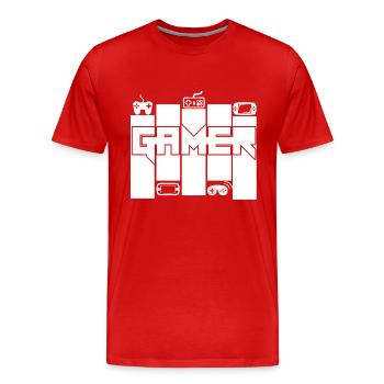 Gamer - Gamer Passion - Männer Premium Bio T-Shirt - Rot - Vorne - Damien (186cm)