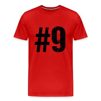 d'équipe hashtag numéro 9 Neuf équipe - T-shirt bio Premium Homme - rouge - Devant - Damien (186cm)