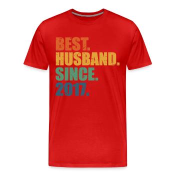 Best Husband Since 2017, 6 Years Anniversary Gift - Men's Premium Organic T-Shirt - red - Front - Damien (186cm)