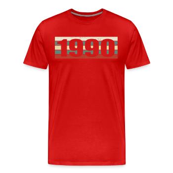 1990 Jahrgang 1990 Geschenk 1990 Geburtstag 1990 - Männer Premium Bio T-Shirt - Rot - Vorne - Damien (186cm)