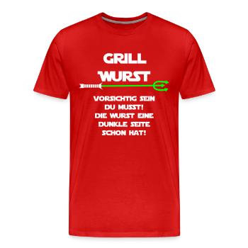 Grill Wurst dunkle Seite - Männer Premium Bio T-Shirt - Rot - Vorne - Damien (186cm)