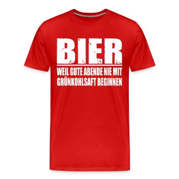 Bier-guter Abend - Männer Premium Bio T-Shirt - Rot - Vorne - Damien (186cm)