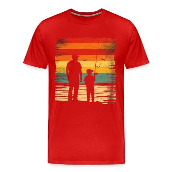 Père et fils Pêche Pêche - T-shirt bio Premium Homme - rouge - Devant - Damien (186cm)