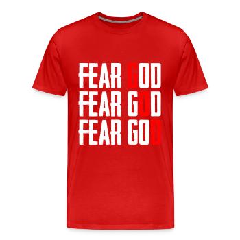 Fear God - Men's Premium Organic T-Shirt - red - Front - Damien (186cm)