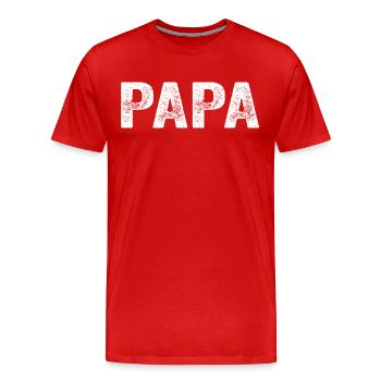 Papa Papa Papa Cadeau - T-shirt bio Premium Homme - rouge - Devant - Damien (186cm)