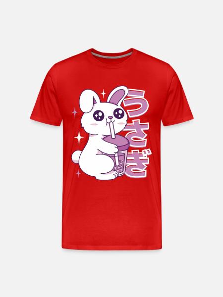 Kawaii Bunny Bubble Tea - Men's Premium Organic T-Shirt - red