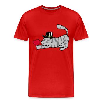 Heart Cat Cat Warm Love Pet Romance - Men's Premium Organic T-Shirt - red - Front - Damien (186cm)