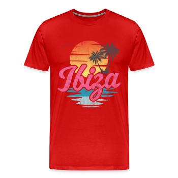 Plage d’Ibiza - T-shirt bio Premium Homme - rouge - Devant - Damien (186cm)