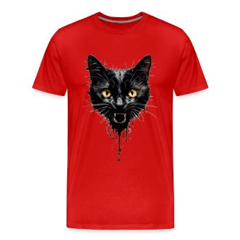 Evil Cat - Men's Premium Organic T-Shirt - red - Front - Damien (186cm)