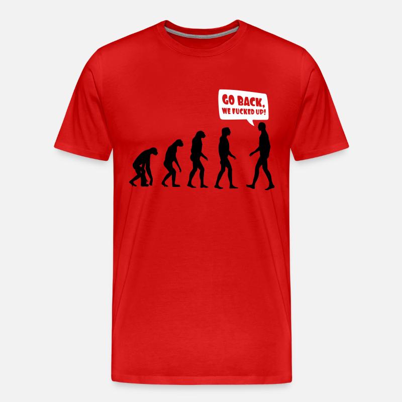 Evolution fucked up - Evolution verkackt - Männer Premium Bio T-Shirt - Rot