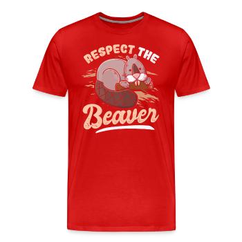 Respect the beaver - Men's Premium Organic T-Shirt - red - Front - Damien (186cm)