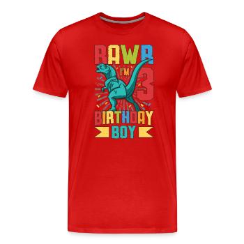 Birthday Trex Dinosaur 3rd Birthday Boy - Men's Premium Organic T-Shirt - red - Front - Damien (186cm)