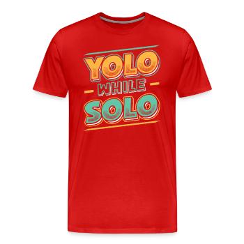 Solo proud single, Happy single - T-shirt bio Premium Homme - rouge - Devant - Damien (186cm)