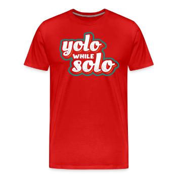 Solo proud single, Happy single - T-shirt bio Premium Homme - rouge - Devant - Damien (186cm)