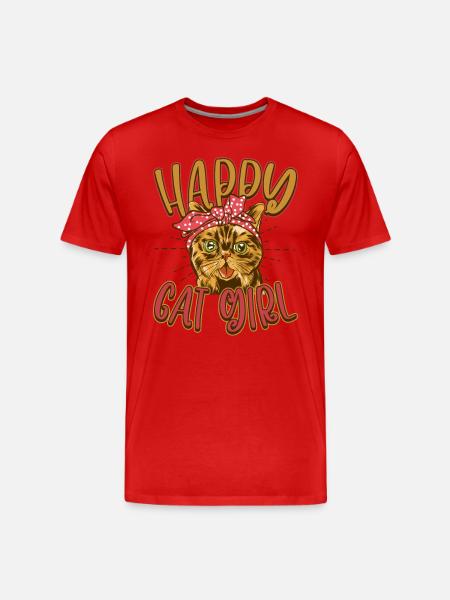 Chat chat heureux Chat Chaton - T-shirt bio Premium Homme - rouge