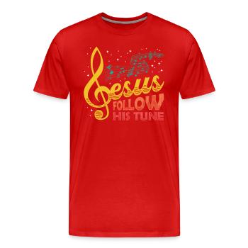 Jesus, clef, music, religious. - Men's Premium Organic T-Shirt - red - Front - Damien (186cm)