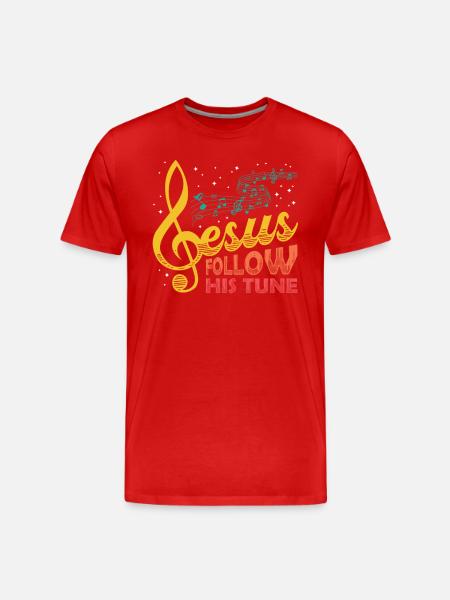 Jesus, clef, music, religious. - Men's Premium Organic T-Shirt - red