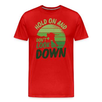 Don't Look Down Bouldern, Felsklettern. - Männer Premium Bio T-Shirt - Rot - Vorne - Damien (186cm)