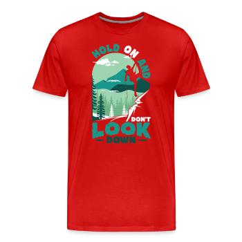 Don't Look Down Bouldern, Felsklettern. - Männer Premium Bio T-Shirt - Rot - Vorne - Damien (186cm)