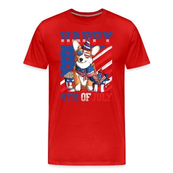 Happy 4th Of July Corgi - Men's Premium Organic T-Shirt - red - Front - Damien (186cm)