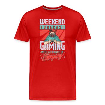 Wochenendvorhersage Gaming mit einer Chance. - Männer Premium Bio T-Shirt - Rot - Vorne - Damien (186cm)