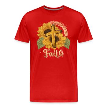 Religious Sunflower Cross Christian Faith - Men's Premium Organic T-Shirt - red - Front - Damien (186cm)