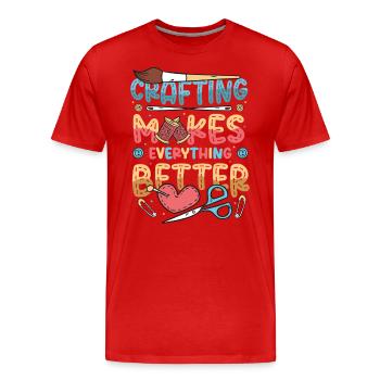 Crafting makes everything better, hobbyists - Men's Premium Organic T-Shirt - red - Front - Damien (186cm)
