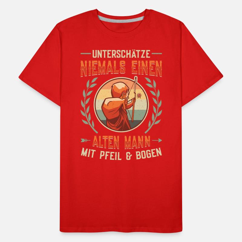 Alter Mann Mit Pfeil und Bogen, Bogenschießen. Männer Premium Bio T-Shirt