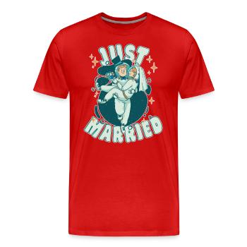 Juste marié - Astronaute Marié et mariée - T-shirt bio Premium Homme - rouge - Devant - Damien (186cm)