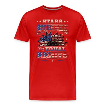 Stars Stripes et égalité - T-shirt bio Premium Homme - rouge - Devant - Damien (186cm)