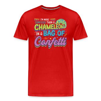 Plus confus qu’un caméléon - T-shirt bio Premium Homme - rouge - Devant - Damien (186cm)