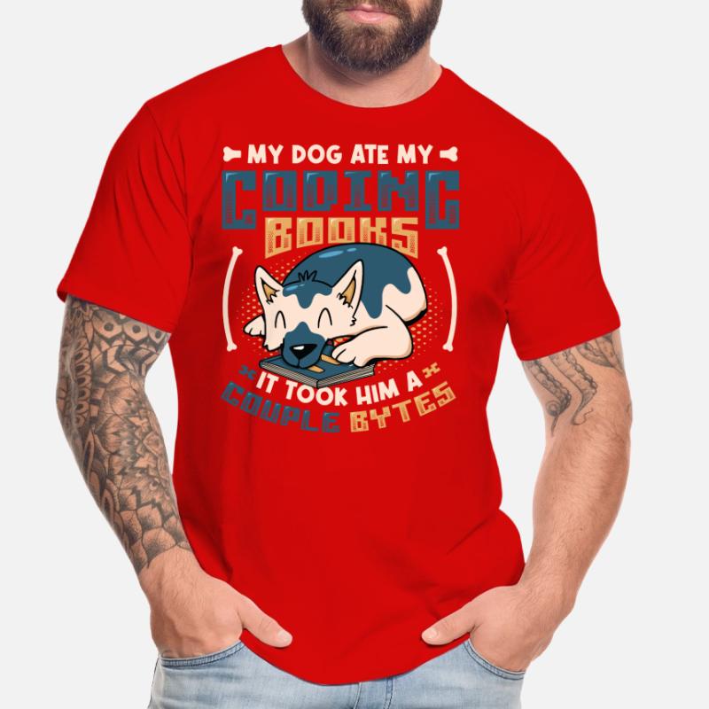 Dog Bytes Code Computer Joke Programming Men's Premium Organic T-Shirt