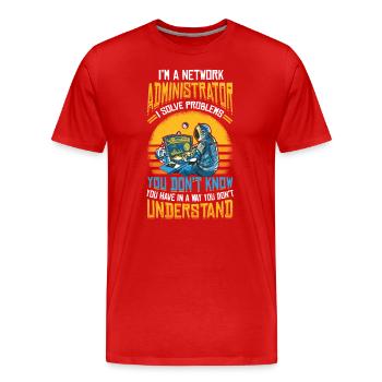 Résoudre les problèmes It-support Administrateur réseau - T-shirt bio Premium Homme - rouge - Devant - Damien (186cm)