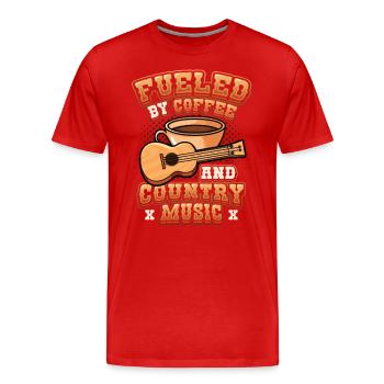 Propulsé par le café et la musique country. - T-shirt bio Premium Homme - rouge - Devant - Damien (186cm)