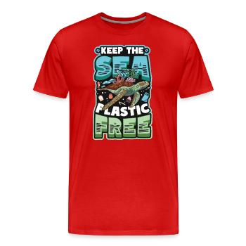 Gardez la mer sans plastique Sauver l’océan - T-shirt bio Premium Homme - rouge - Devant - Damien (186cm)