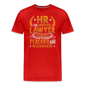 HR Human Resources - Men's Premium Organic T-Shirt - red - Front - Damien (186cm)