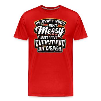 Unordentliches Bastelzimmer, Alles Auf Dem Display - Männer Premium Bio T-Shirt - Rot - Vorne - Damien (186cm)