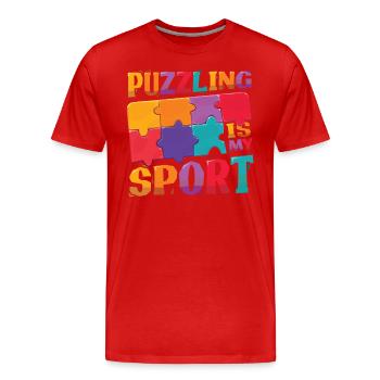 Les puzzles sont mon sport, mon amoureux des puzzles. - T-shirt bio Premium Homme - rouge - Devant - Damien (186cm)
