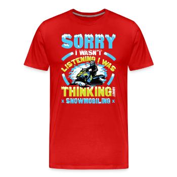 Thinking About Snowmobiling Snowmobiles - Men's Premium Organic T-Shirt - red - Front - Damien (186cm)