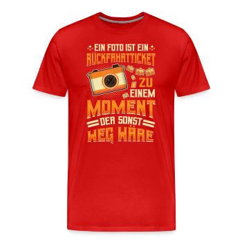 Photo return ticket past photographer. - Men's Premium Organic T-Shirt - red - Front - Damien (186cm)