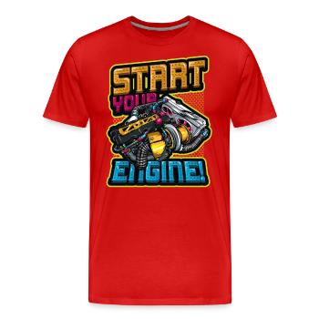 Starten Sie Ihren Motor Automechaniker - Männer Premium Bio T-Shirt - Rot - Vorne - Damien (186cm)